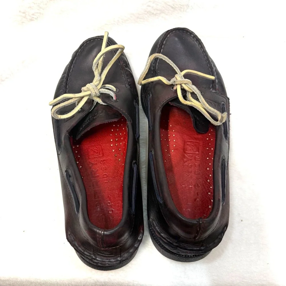 Sperry 8.5 M‎ Boat Shoes Dark Burgundy Leather Authentic Original Loafers Unisex